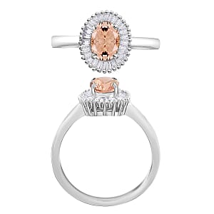 Luxoro Premium Marropino Morganite and G-H I1 Diamond 1.05 ctw Ring in 14K White Gold (Size 10.0) (Del. in 10-12 Days)
