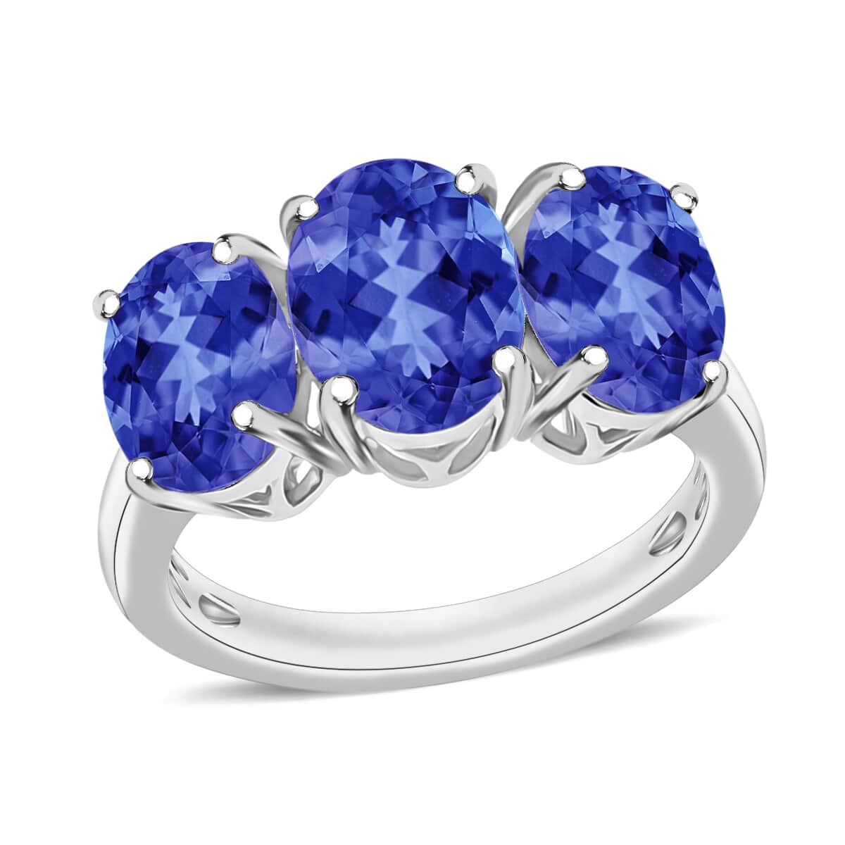 Iliana AAA Tanzanite 4.50 ctw 3 Stone Ring in 18K White Gold (Size 9.0) 6 Grams image number 0