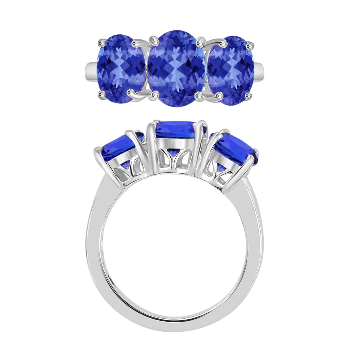 Iliana AAA Tanzanite 4.50 ctw 3 Stone Ring in 18K White Gold (Size 9.0) 6 Grams image number 3