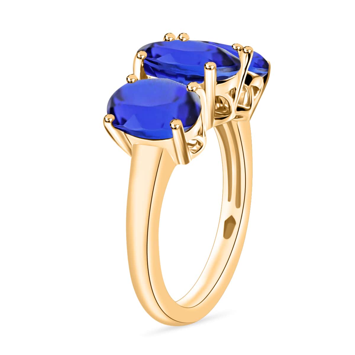 Iliana AAA Tanzanite 4.50 ctw 3 Stone Ring in 18K Yellow Gold (Size 5.5) 6 Grams image number 2