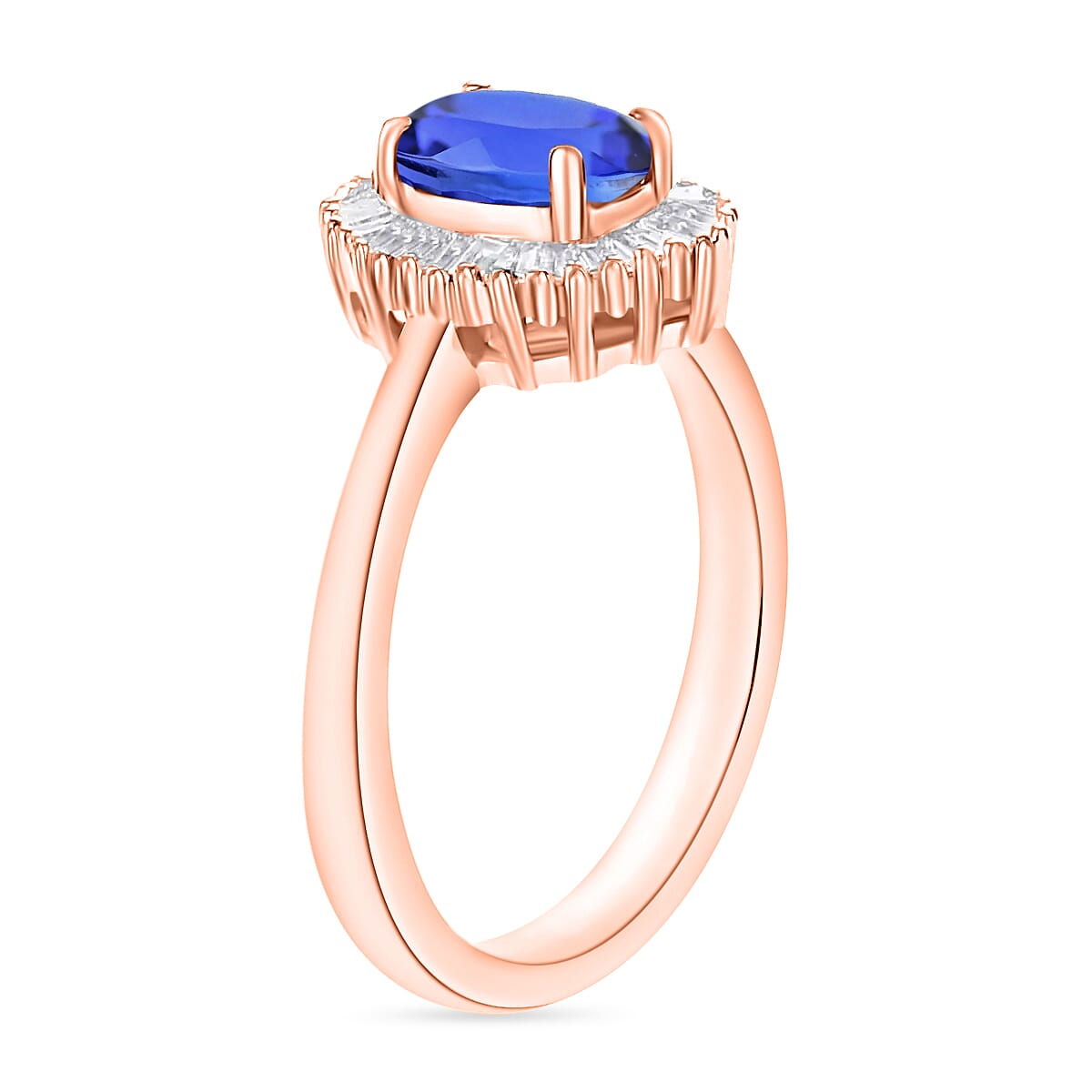 Luxoro Premium Tanzanite and G-H I1 Diamond 1.00 ctw Ring in 14K Rose Gold (Size 6.0) (Del. in 10-12 Days) image number 2