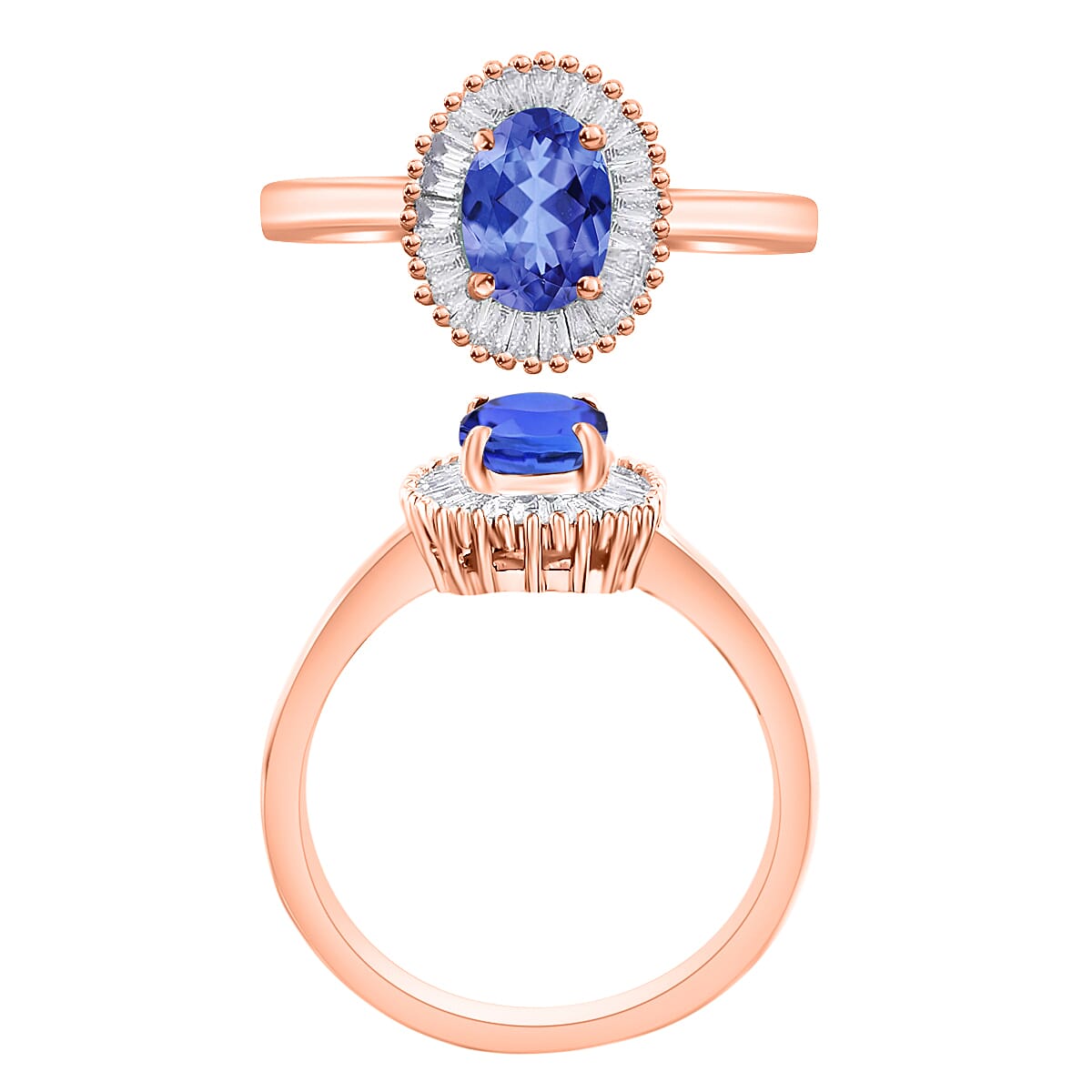 Luxoro Premium Tanzanite and G-H I1 Diamond 1.00 ctw Ring in 14K Rose Gold (Size 6.0) (Del. in 10-12 Days) image number 3