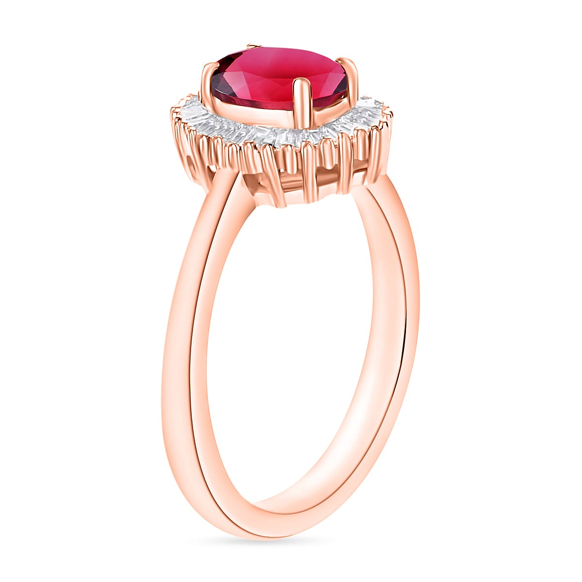 Luxoro Premium Ouro Fino Rubellite and G-H I1 Diamond 1.00 ctw Ring in 14K Rose Gold (Size 7.0) image number 2