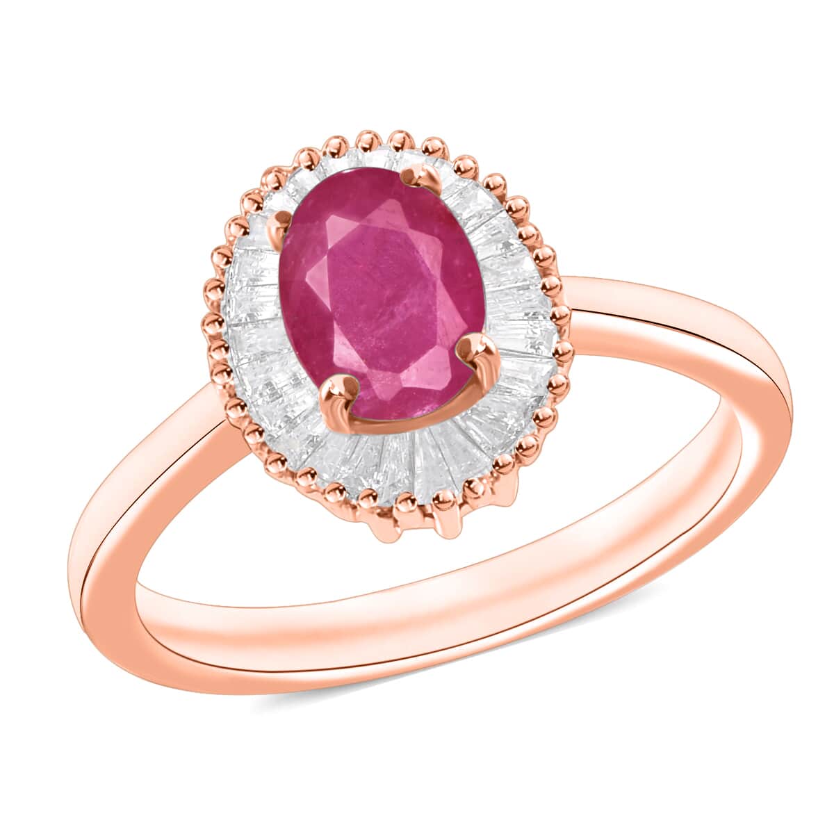 Luxoro Premium Mozambique Ruby and G-H I1 Diamond Ring in 14K Rose Gold (Size 10.0) 1.30 ctw image number 0