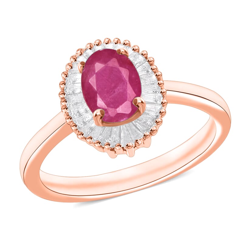 Luxoro Premium Mozambique Ruby and G-H I1 Diamond 1.30 ctw Ring in 14K Rose Gold (Size 10.0) 4.8 Grams