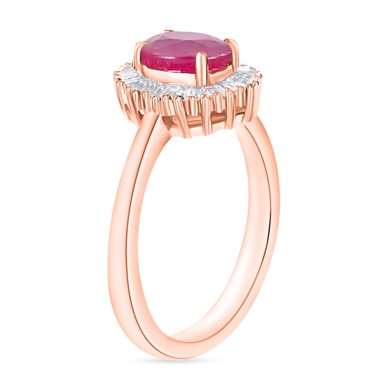 Luxoro Premium Mozambique Ruby and G-H I1 Diamond 1.30 ctw Ring in 14K Rose Gold (Size 10.0) 4.8 Grams
