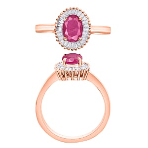 Luxoro Premium Mozambique Ruby and G-H I1 Diamond 1.30 ctw Ring in 14K Rose Gold (Size 10.0) (Del. in 10-12 Days)
