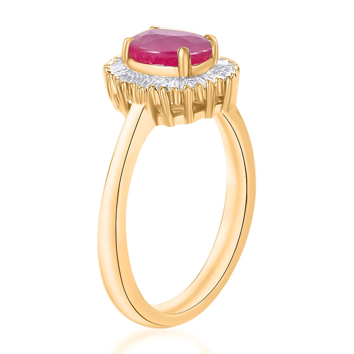 Luxoro Premium Mozambique Ruby and G-H I1 Diamond 1.30 ctw Ring in 14K Yellow Gold (Size 6.0) (Del. in 10-12 Days) image number 2