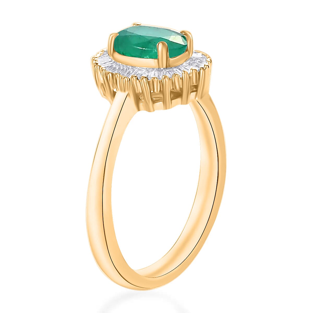 Luxoro Premium Kagem Zambian Emerald and G-H I1 Diamond 1.00 ctw Ring in 14K Yellow Gold (Size 6.5) (Del. in 10-12 Days) image number 2