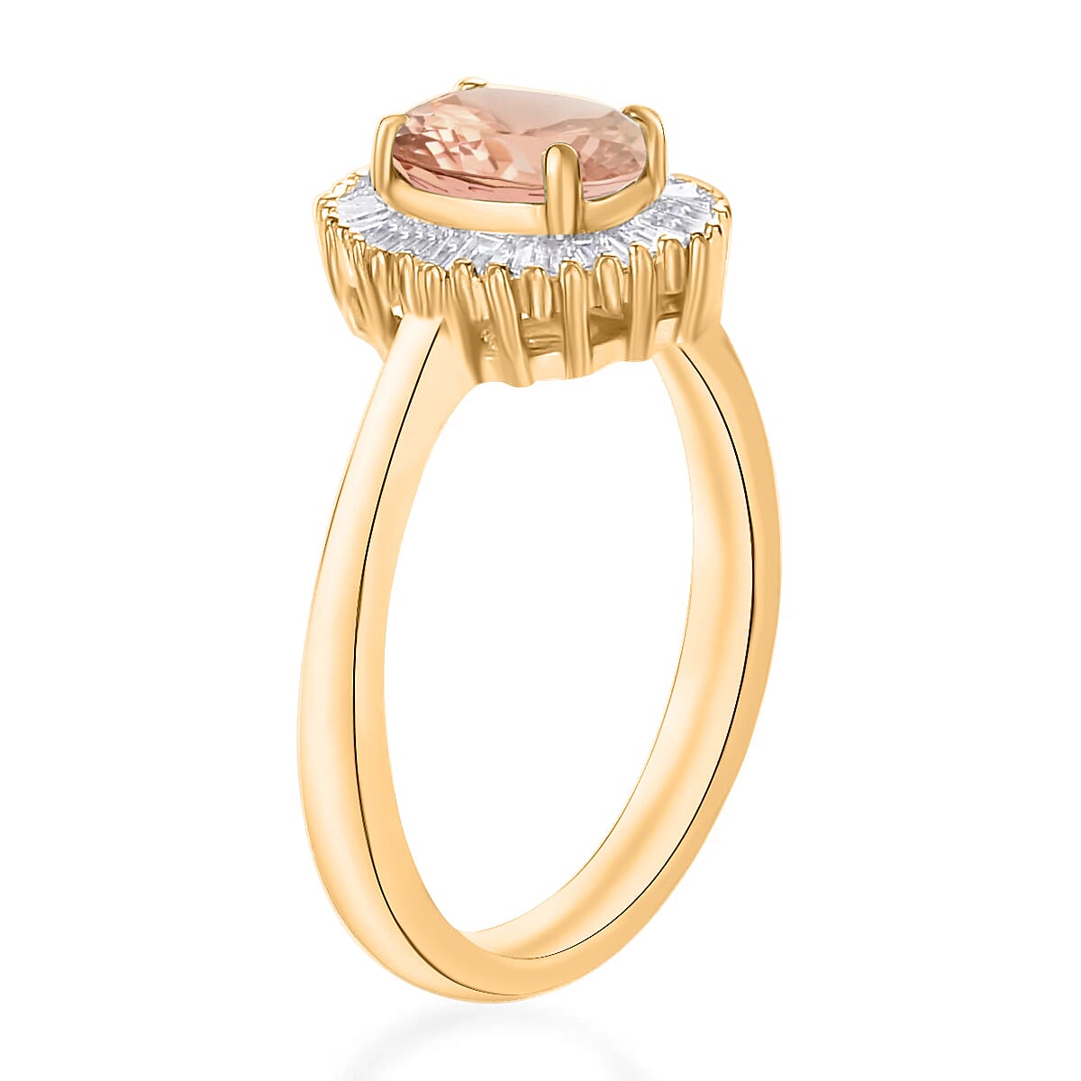Luxoro Premium Pink Morganite and G-H I1 Diamond 1.00 ctw Ring in 14K Yellow Gold (Size 11.5) (Del. in 10-12 Days) image number 2