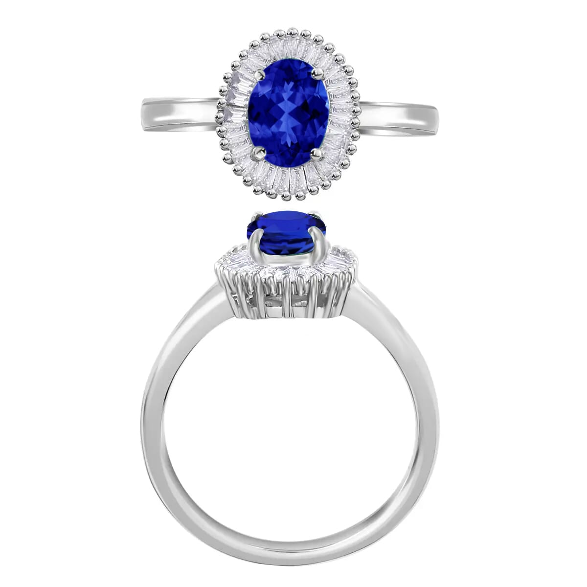 Rhapsody AAAA Tanzanite and E-F VS Diamond 1.00 ctw Ring in 950 Platinum (Size 10.0) 4.70 Grams image number 2