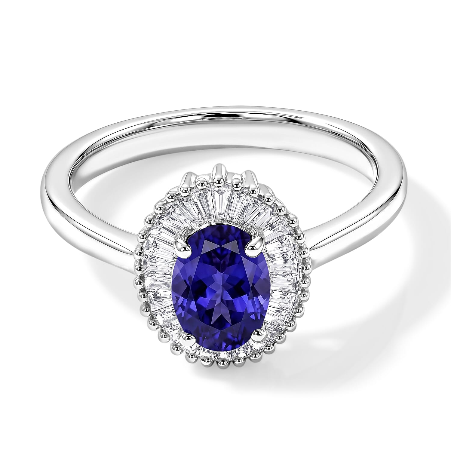 Luxoro Premium Tanzanite and G-H I1 Diamond Ring in 14K White Gold (Size 10.0) 1.00 ctw