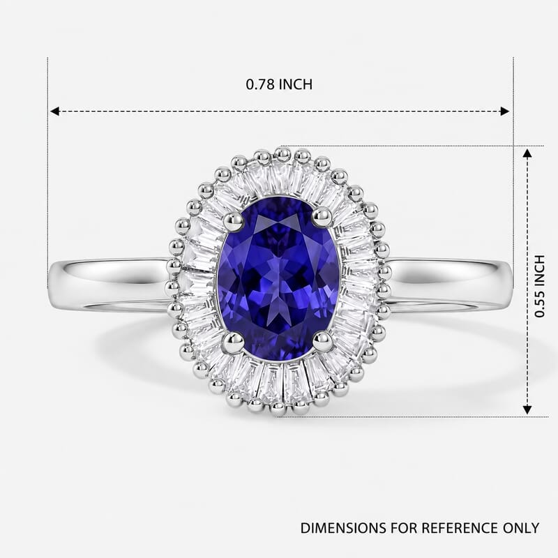 Rhapsody AAAA Tanzanite and E-F VS Diamond 1.10 ctw Ring in 950 Platinum (Size  12.0) 6.8 Grams