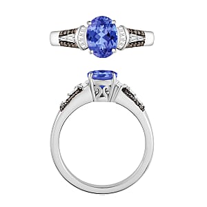 Luxoro Premium Tanzanite and G-H I1 Diamond 1.60 ctw Ring in 14K White Gold (Size 10.0) (Del. in 10-12 Days)