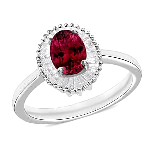 Rhapsody AAAA Ouro Fino Rubellite and E-F VS Diamond 1.00 ctw Ring in 950 Platinum (Size 10.0) 4.70 Grams
