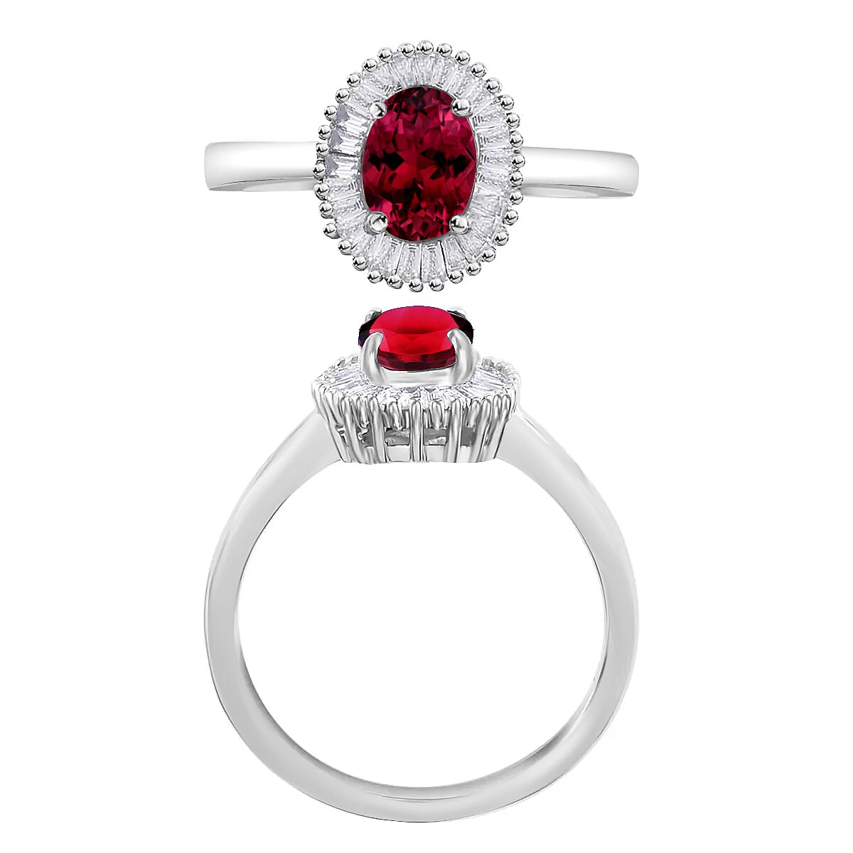 Rhapsody AAAA Ouro Fino Rubellite and E-F VS Diamond 1.00 ctw Ring in 950 Platinum (Size 10.0) 4.70 Grams image number 3