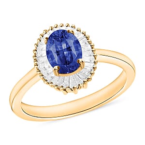 Iliana AAA Ceylon Blue Sapphire and G-H SI Diamond 1.20 ctw Ring in 18K Yellow Gold (Size 6.5)