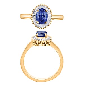 Iliana AAA Ceylon Blue Sapphire and G-H SI Diamond 1.20 ctw Ring in 18K Yellow Gold (Size 6.5)