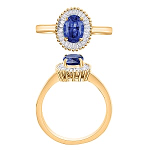 Iliana AAA Ceylon Blue Sapphire and G-H SI Diamond 1.20 ctw Ring in 18K Yellow Gold (Size 7.0)