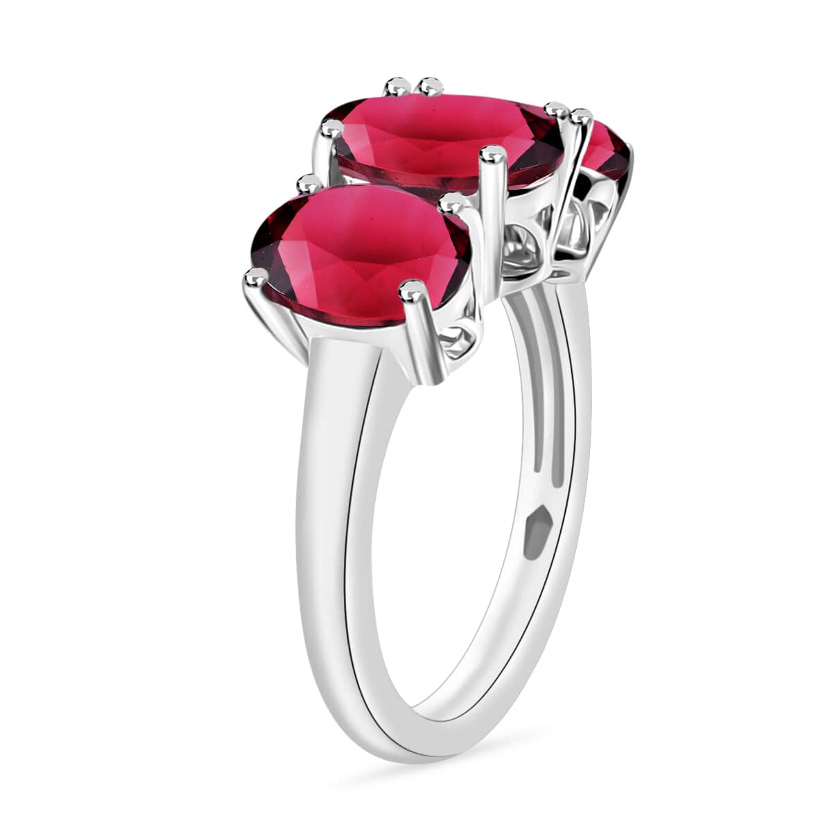 Iliana AAA Ouro Fino Rubellite 5.00 ctw 3 Stone Ring in 18K White Gold (Size 10.0) 6 Grams image number 2