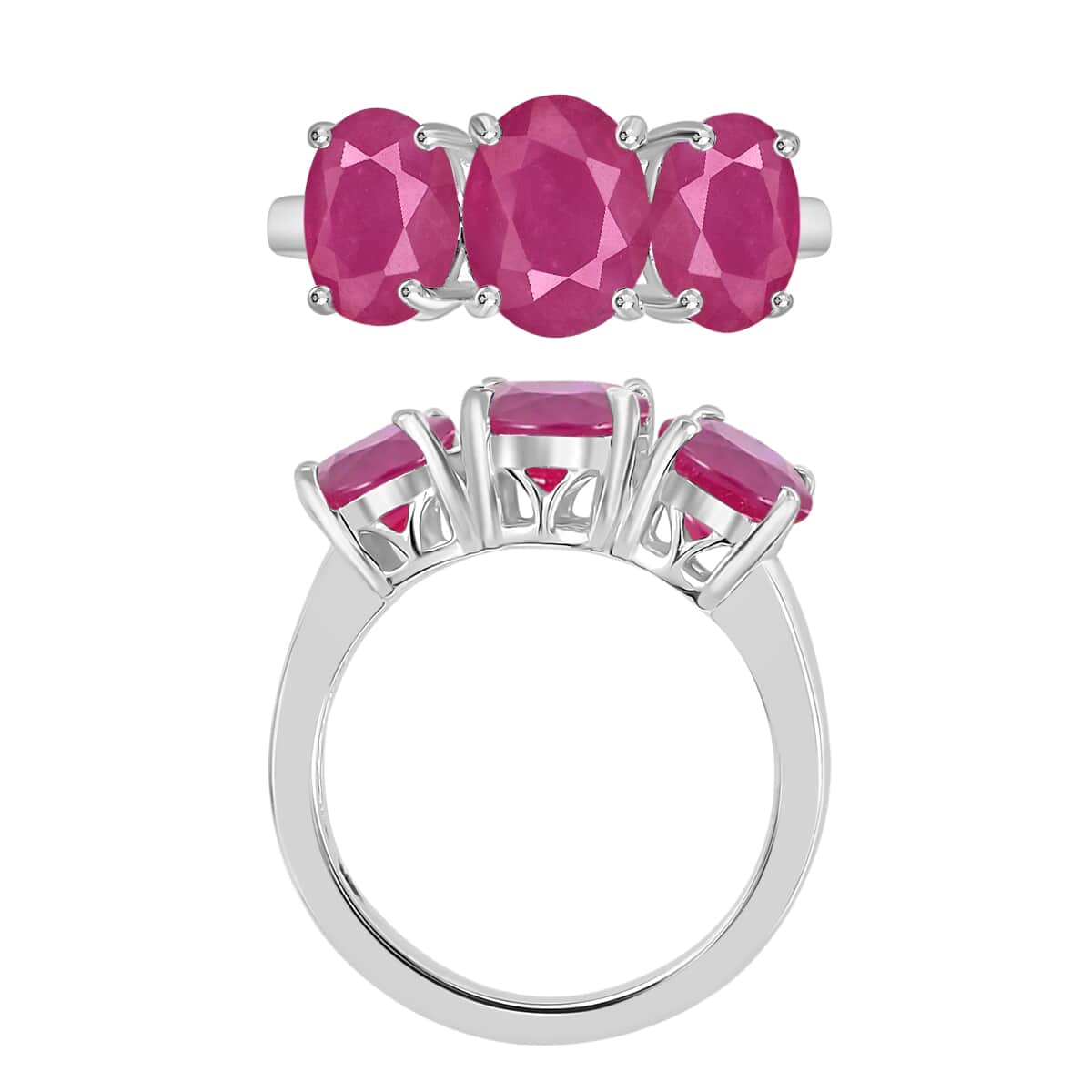 Iliana AAA Mozambique Ruby 5.80 ctw 3 Stone Ring in 18K White Gold (Size 10.0) 6.00 Grams image number 3