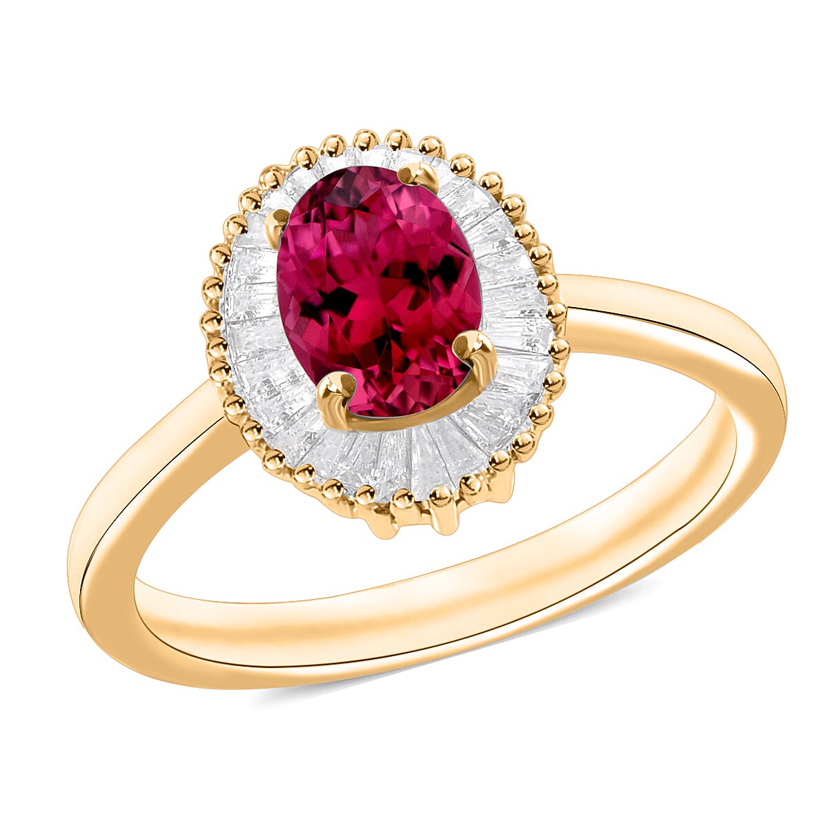 Iliana AAA Ouro Fino Rubellite and G-H SI Diamond 1.00 ctw Ring in 18K Yellow Gold (Size 6.0) image number 0