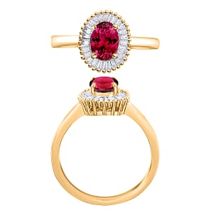 Iliana AAA Ouro Fino Rubellite and G-H SI Diamond 1.00 ctw Ring in 18K Yellow Gold (Size 6.0)
