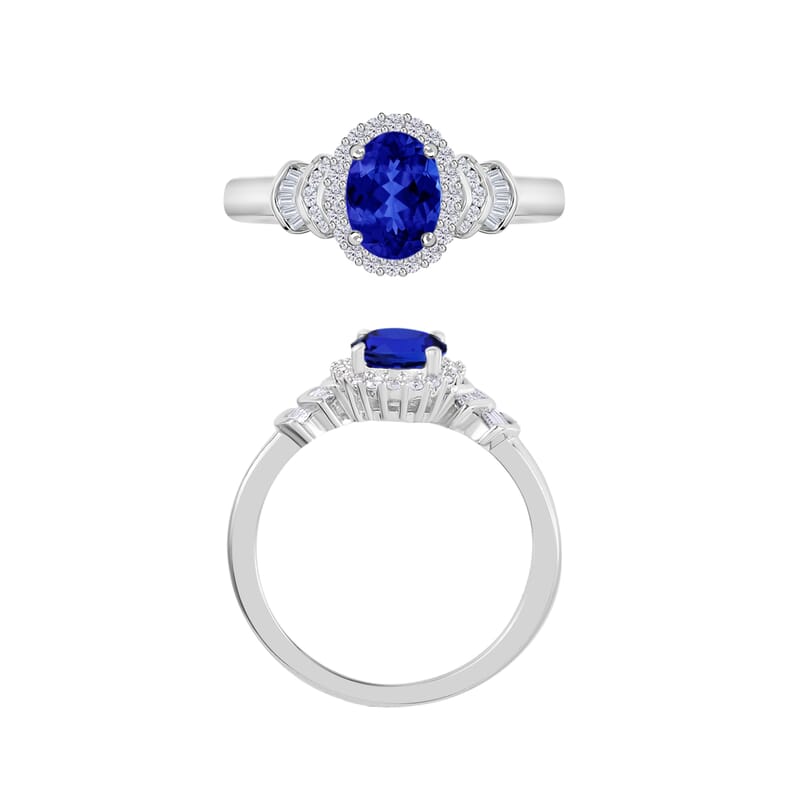 Rhapsody AAAA Tanzanite and E-F VS2 Diamond 1.60 ctw Ring in 950 Platinum (Size 10.0) 5.2 Grams