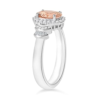 Luxoro Premium Marropino Morganite and G-H I1 Diamond 1.60 ctw Ring in 14K White Gold (Size 10.0)