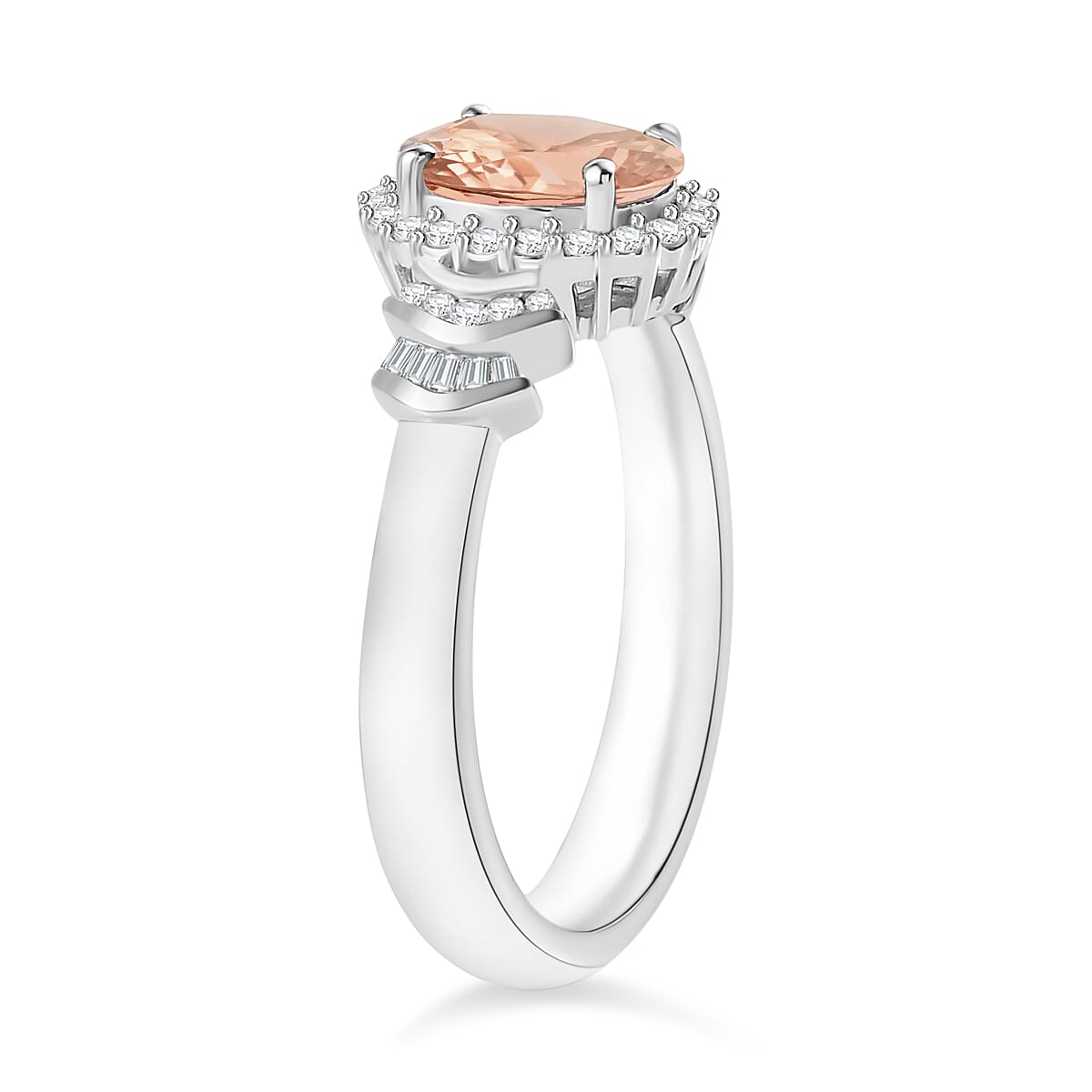 Luxoro Premium Marropino Morganite and G-H I1 Diamond 1.60 ctw Ring in 14K White Gold (Size 5.0) (Del. in 10-12 Days) image number 2