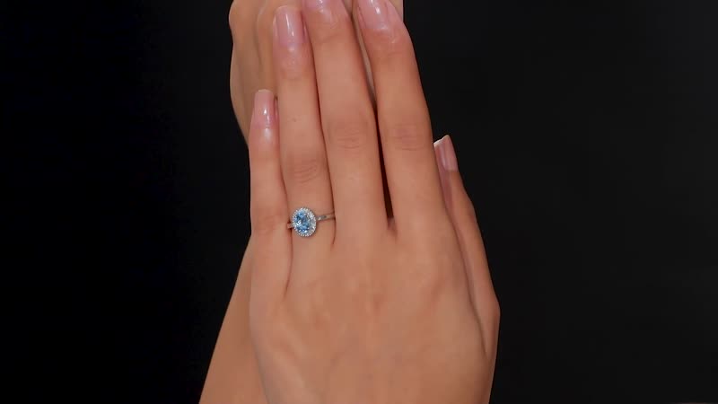 Luxoro Premium Mangoro Aquamarine and G-H I1 Diamond Ring in 14K White Gold (Size 10.0) 1.00 ctw