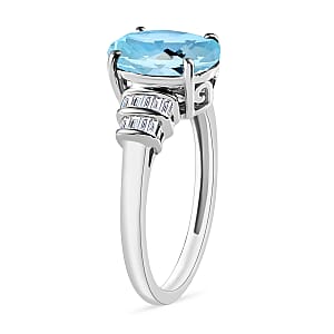 Luxoro Premium Mangoro Aquamarine and G-H I1 Diamond 2.50 ctw Ring in 14K White Gold (Size 10.5) (Del. in 10-12 Days)