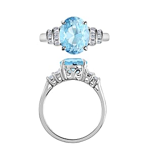 Luxoro Premium Mangoro Aquamarine and G-H I1 Diamond 2.50 ctw Ring in 14K White Gold (Size 6.0) (Del. in 10-12 Days)