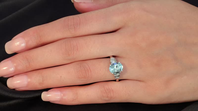 Luxoro Premium Mangoro Aquamarine and G-H I1 Diamond Ring in 14K White Gold (Size 10.0) 5.15 ctw
