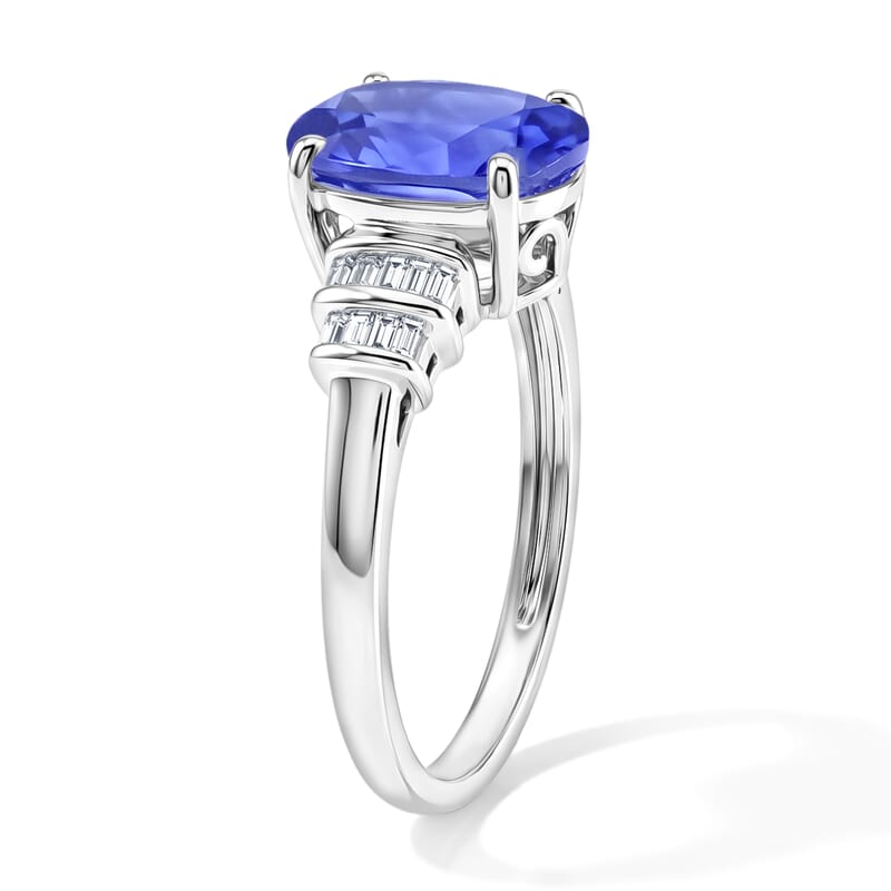 Luxoro Premium Tanzanite and G-H I1 Diamond 3.15 ctw Ring in 14K White Gold (Size 10.0) 4 Grams