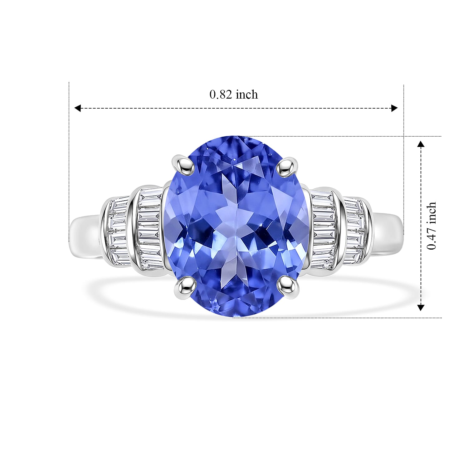 Luxoro Premium Tanzanite and G-H I1 Diamond 3.15 ctw Ring in 14K White Gold (Size 10.0) 4 Grams