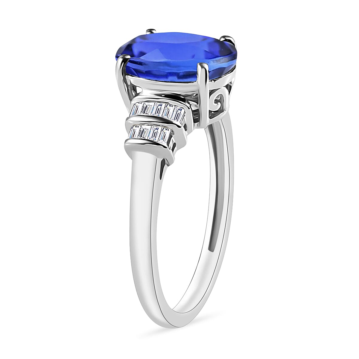 Luxoro Premium Tanzanite and G-H I1 Diamond 3.15 ctw Ring in 14K White Gold (Size 5.0) (Del. in 10-12 Days) image number 2