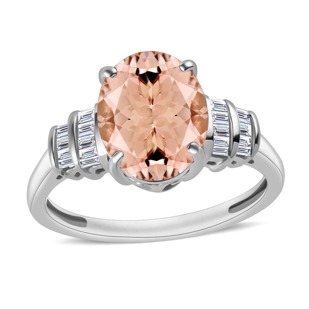 Luxoro Premium Marropino Morganite and G-H I1 Diamond Ring in 14K White Gold (Size 10.0) 2.50 ctw image number 0