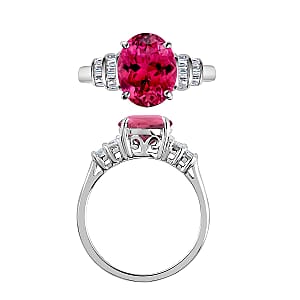 Luxoro Premium Ouro Fino Rubellite and G-H I1 Diamond 2.65 ctw Ring in 14K White Gold (Size 10.0) (Del. in 10-12 Days)