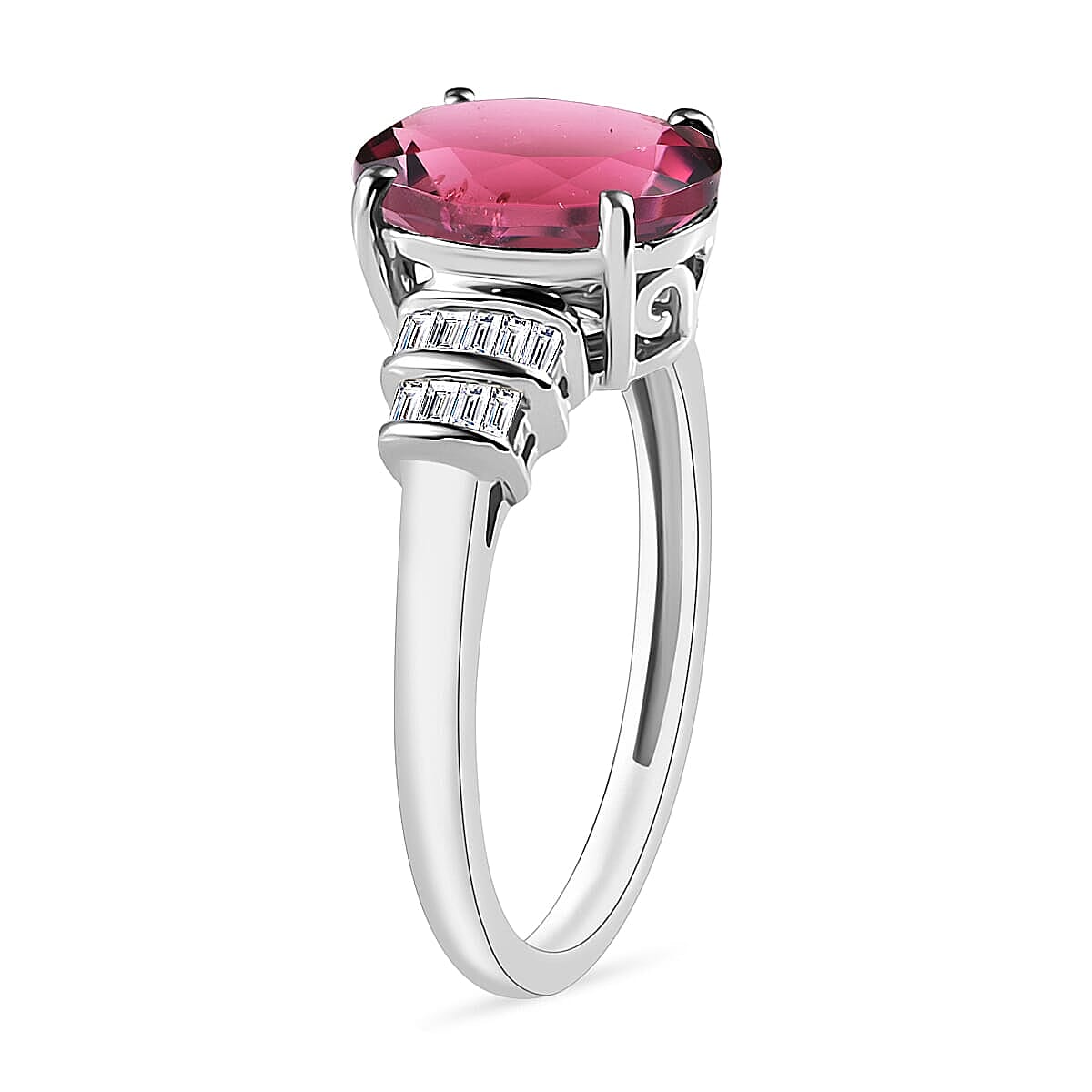 Luxoro Premium Ouro Fino Rubellite and G-H I1 Diamond 2.65 ctw Ring in 14K White Gold (Size 9.5) (Del. in 10-12 Days) image number 2