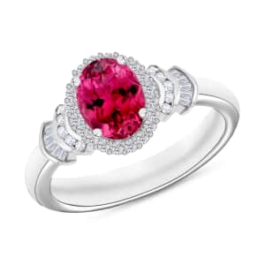 Luxoro Premium Ouro Fino Rubellite and G-H I1 Diamond 1.60 ctw Ring in 14K White Gold (Size 10) 1