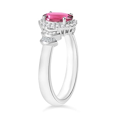 Luxoro Premium Ouro Fino Rubellite and G-H I1 Diamond 1.60 ctw Ring in 14K White Gold (Size 10) 1