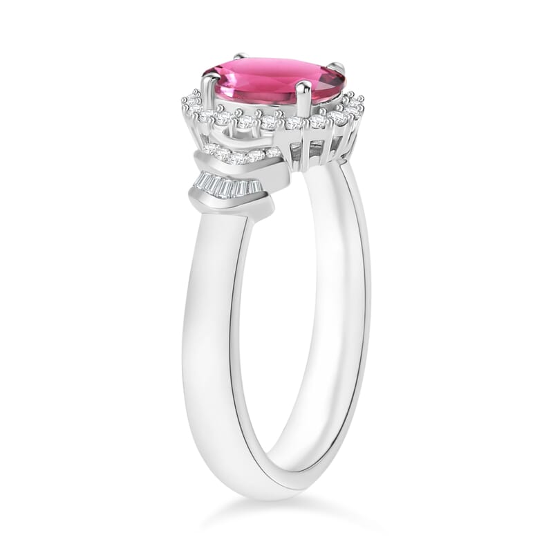 Luxoro Premium Ouro Fino Rubellite and G-H I1 Diamond 1.60 ctw Ring in 14K White Gold (Size 10) 1