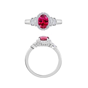 Luxoro Premium Ouro Fino Rubellite and G-H I1 Diamond 1.60 ctw Ring in 14K White Gold (Size 10) 1 (Del. in 10-12 Days)