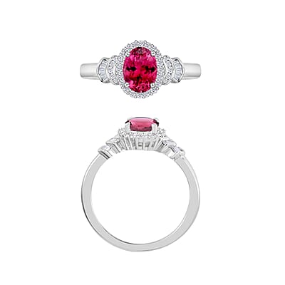 Luxoro Premium Ouro Fino Rubellite and G-H I1 Diamond 1.60 ctw Ring in 14K White Gold (Size 10) 1