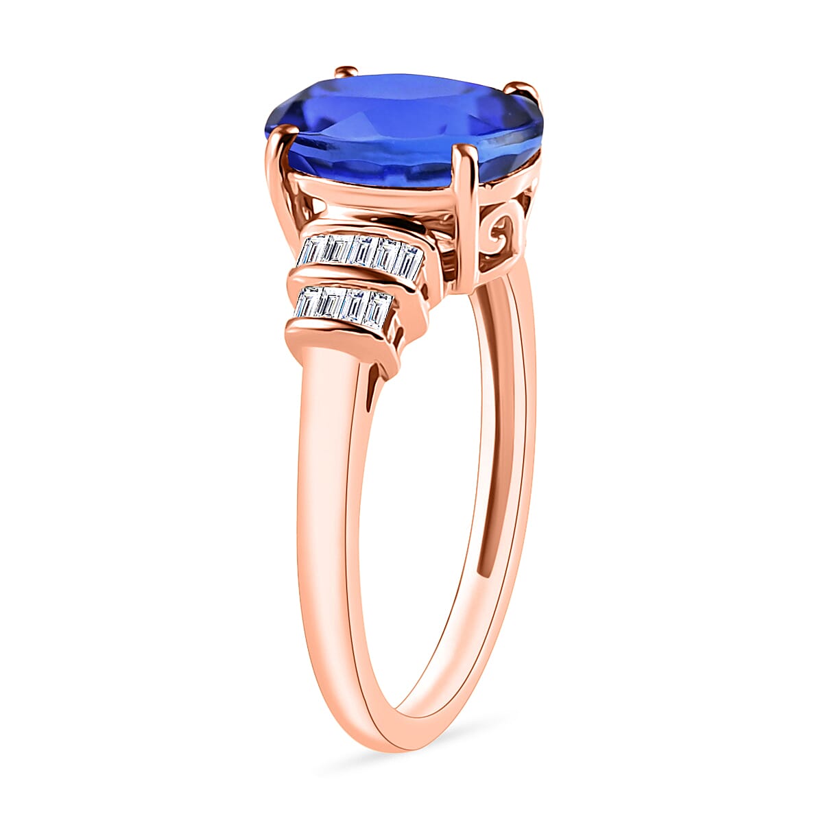 Luxoro Premium Tanzanite and G-H I1 Diamond 3.15 ctw Ring in 14K Rose Gold (Size 6.5) (Del. in 10-12 Days) image number 2
