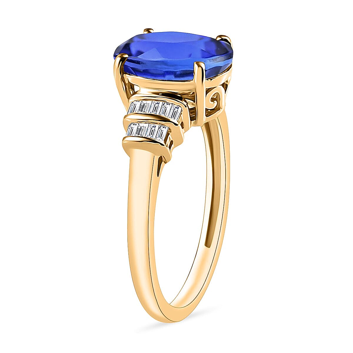 Luxoro Premium Tanzanite and G-H I1 Diamond 3.15 ctw Ring in 14K Yellow Gold (Size 9.0) (Del. in 10-12 Days) image number 2
