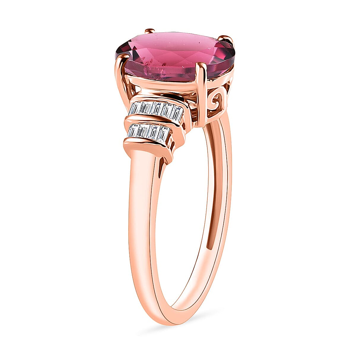Luxoro Premium Ouro Fino Rubellite and G-H I1 Diamond 2.65 ctw Ring in 14K Rose Gold (Size 4.0) (Del. in 10-12 Days) image number 2