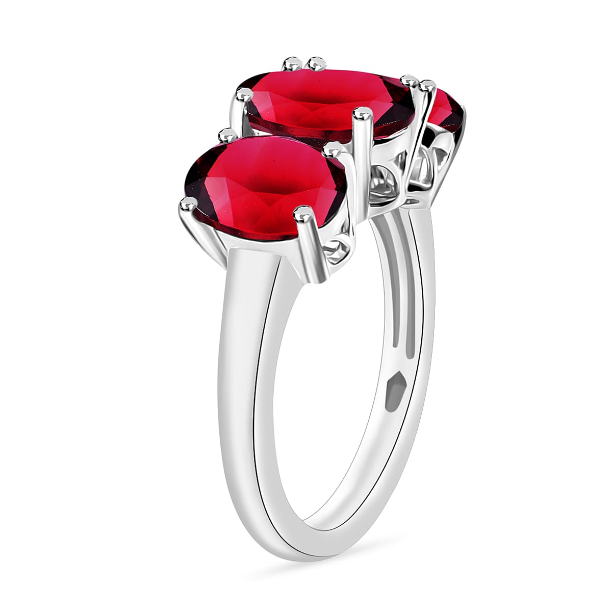 Rhapsody AAAA Ouro Fino Rubellite 5.00 ctw 3 Stone Ring in 950 Platinum (Size 10.5) 7.2 Grams