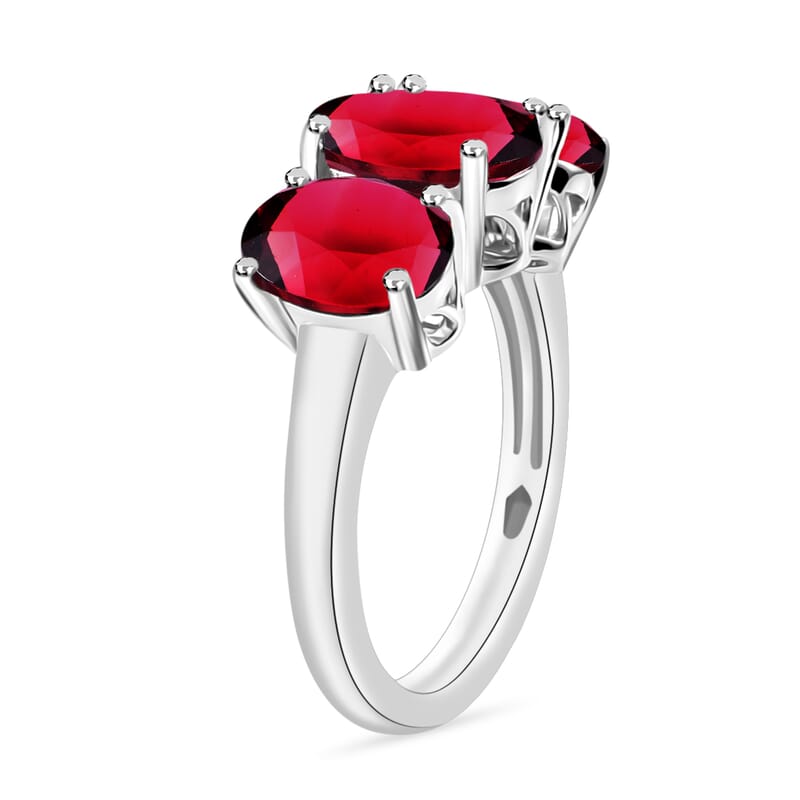 Rhapsody AAAA Ouro Fino Rubellite 5.00 ctw 3 Stone Ring in 950 Platinum (Size 10.5) 7.2 Grams